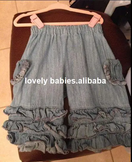 Ladies cotton ruffle pants ,women loose knit pants