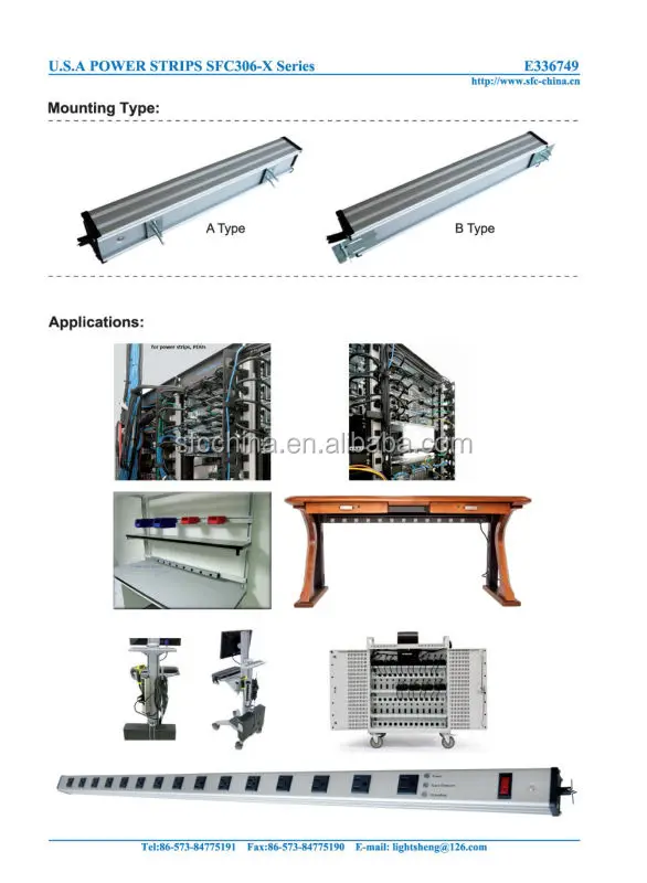 Side installation type Industrial Bench Power Strip