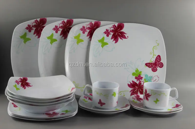 20pcs butterfly melamine square dinnerware sets