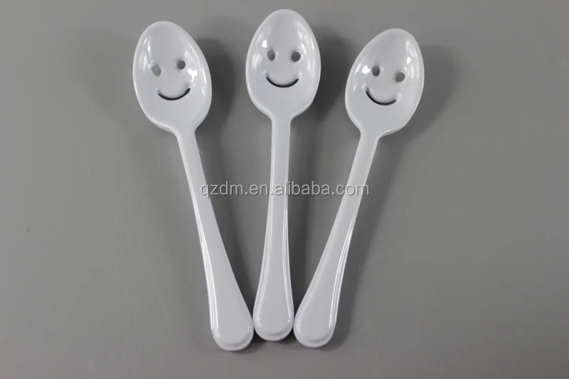 White Melamine ice cream spoon Smiling face Sahpe