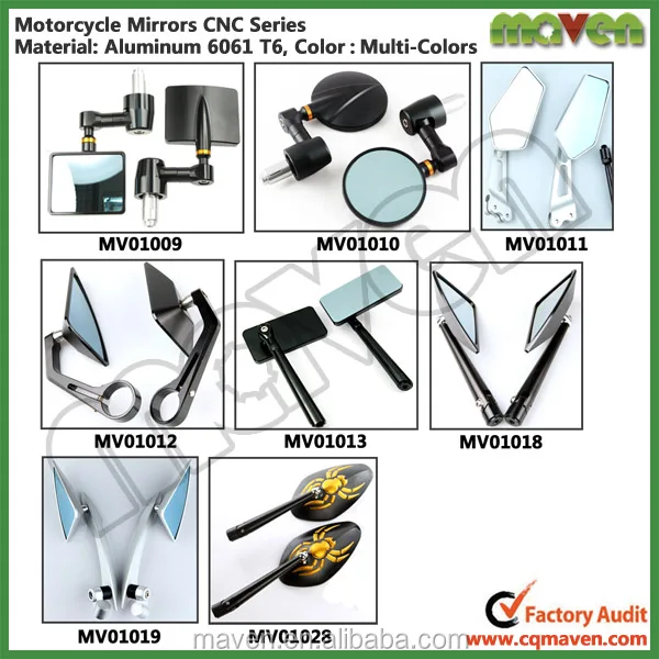Maven Custom Aluminium Cnc Universal Moto Mirror Parts For Yamaha Bws