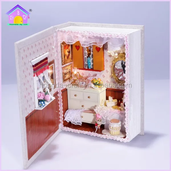 wholesale diy mini doll house wooden toys with light for kids