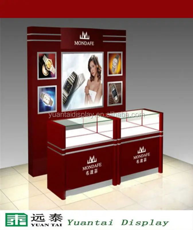 wood wall watch display for retail store