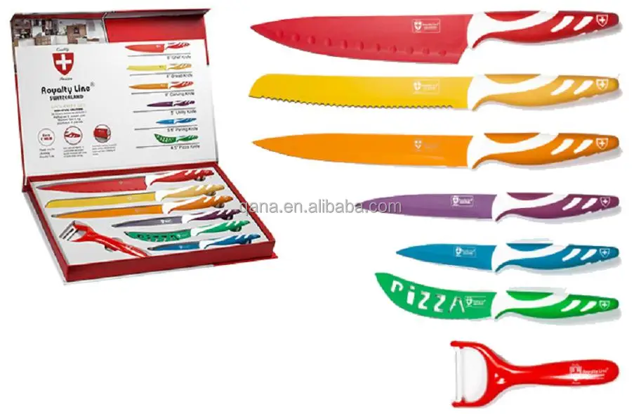 High Quality 7pcs Knife Set Swiss Line Royalty Line Stainless Steel