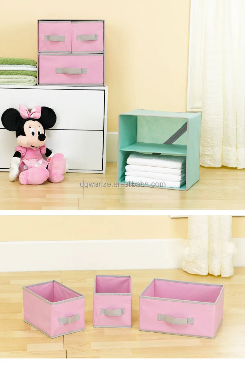 Non Woven 2 Layers 3 Drawers Decorative Cardboard Drawer Storage