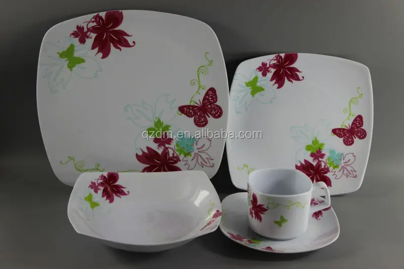 20pcs butterfly melamine square dinnerware sets
