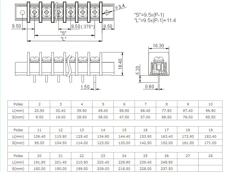 フェニックス型端子blocks_zb45c- 9.5ミリメートル仕入れ・メーカー・工場