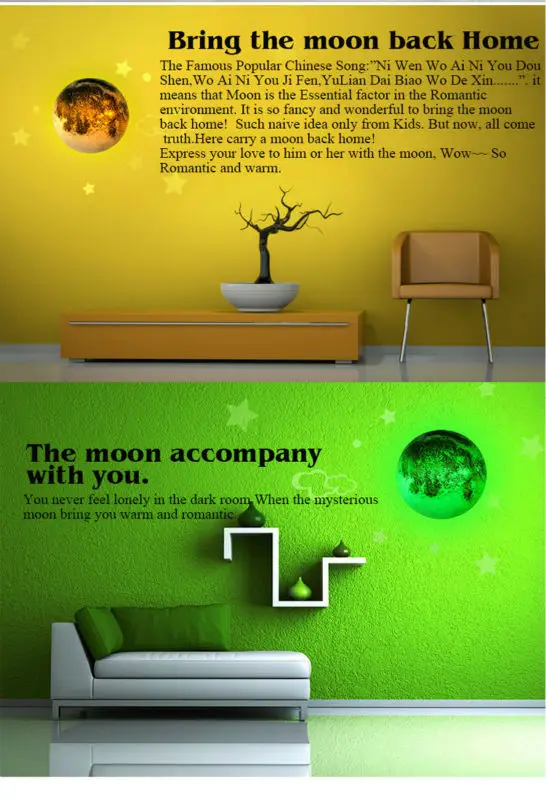 new half moon wall light wall lamp with 3d printing moon lamp