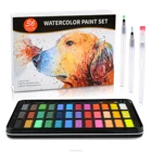 Amazon Hot Selling 36colors Solid Watercolor Paint Set With 8pcs 300G Watercolor Pad There Water Brush Pens