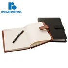 Promotional paper leather cover notebook kraft cover perfect binding diary note book hardcover notebook as birthday gift