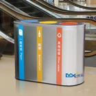 Metal airport stainless steel waste bin indoor recycling bins 3 compartments rubbish bin