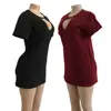 Womens V Neck Long Top T-shirt Ladies Casual Party Mini Dress Blouse Plus