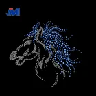 Bling horse head rhinestone heat transfer for t shirt