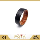 Handmade POYA Jewelry Handmade Carbon Fiber And Maple Burl Wood Wedding Band Ring