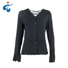 Made in China cheap simple design feminine black blouse