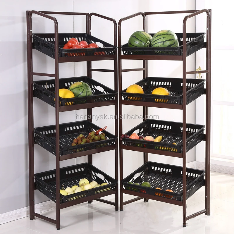 All Steel Structure Multi-Function Supermarket Fruit And Vegetable Display Stand