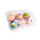 Custom PET transparent clamshells 6 cells boxes cupcake / cup cake box / clear cake packaging box with lid