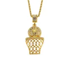 Wholesale custom fashion jewelry crystal hoop pendant hiphop basketball necklace