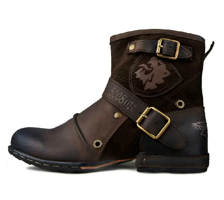 Buy Mens Double Buckle Strap Boots 