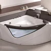 freestanding triangle shaped whirlpool massage bath tubs with glass and pillow