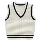 Wholesale primary school uniform designs V neck cotton sweater vest for kids