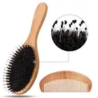 Natural Boar Bristle Hair Brush Wooden Comb Set for Women, Men and Kids