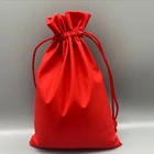 Wholesale red drawstring pouch pu leather cosmetic bag