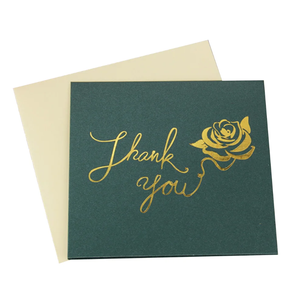 product name custom green pearl paper greeting cards gold foil