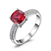 Cushion 2.6ct Created Red Ruby Engagement Ring 925 Sterling Silver Ring Solitaire Jewelry From JewelryPalace