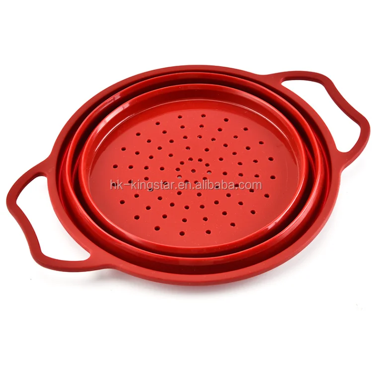 2019 New Style Kitchen Silicone Collapsible Colander Strainer for Fruit and Vegetable