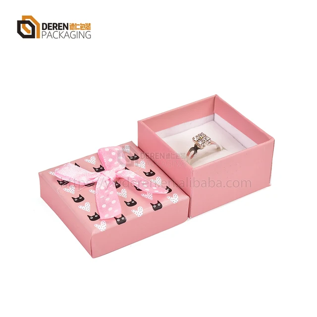 custom color design paper cardboard jewelry gift box with bow