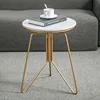 Nordic Simple iron marble Adjustable height small coffee table golden small round table