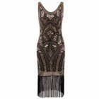 JONG-EE women 1920s vintage inspired sequin embellished fringe prom gatsby flapper dress