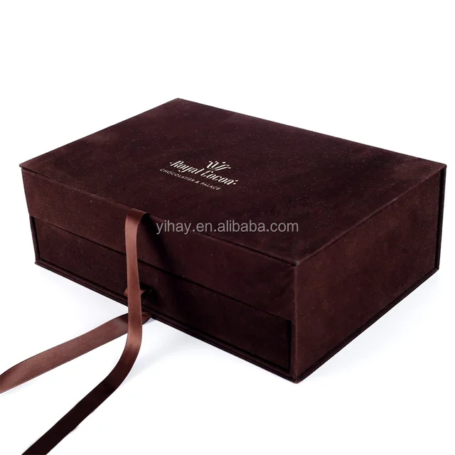 food grade paper chocolate packaging gift box with ribbon