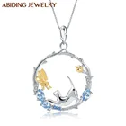 Abiding Hot Sale Natural Swiss Blue Topaz Fine Jewelry 925 Sterling Silver Cat Animal Pendant Necklace for Women