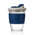 BPA free coffee mug reusable coffee shop tumbler ideal glass travel cup with new stylish spill proof lid