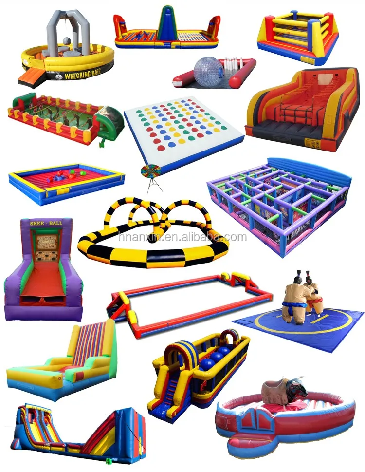 Commercial grade outdoor interactive 3 lanes inflatable bungee run for sale