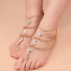 MSYO brand hot sale three layer anklets for women crystal silver anklets design body jewelry
