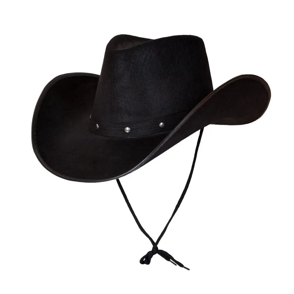 คาวบอยหมวกหนังนิ่มดูชุดแฟนซี Mens สุภาพสตรี Studded Wild West Western AB533