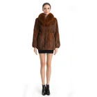 China Supplier Woman's winter soft Fox Fur Collar Rabbit Hair Coat