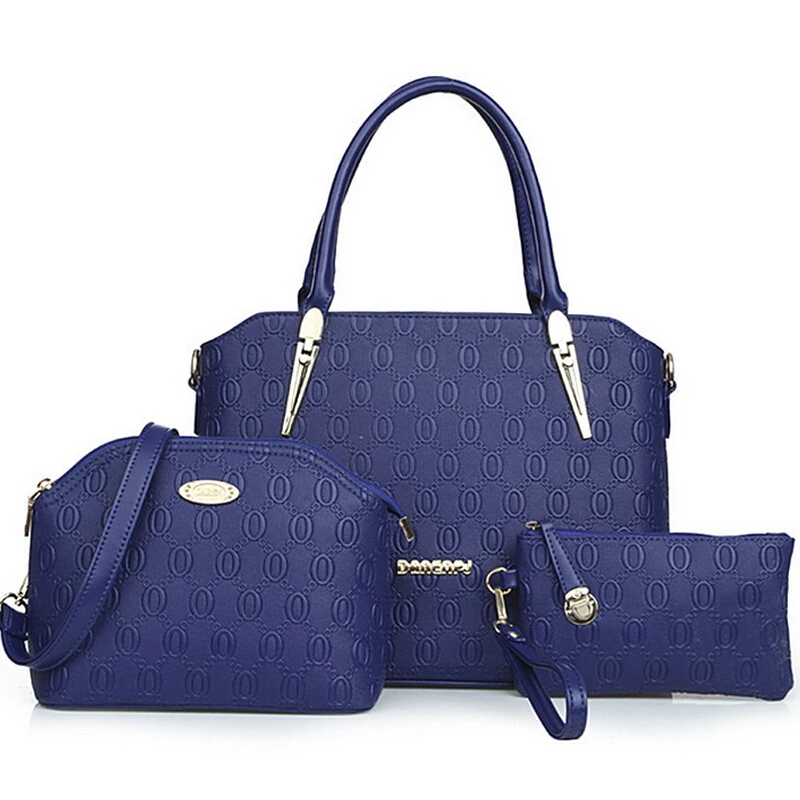 free shipping Popular women composite bags PU leather Tote+Shoulder/Messenger+Clutches bags brand designer vintage 3set handbag