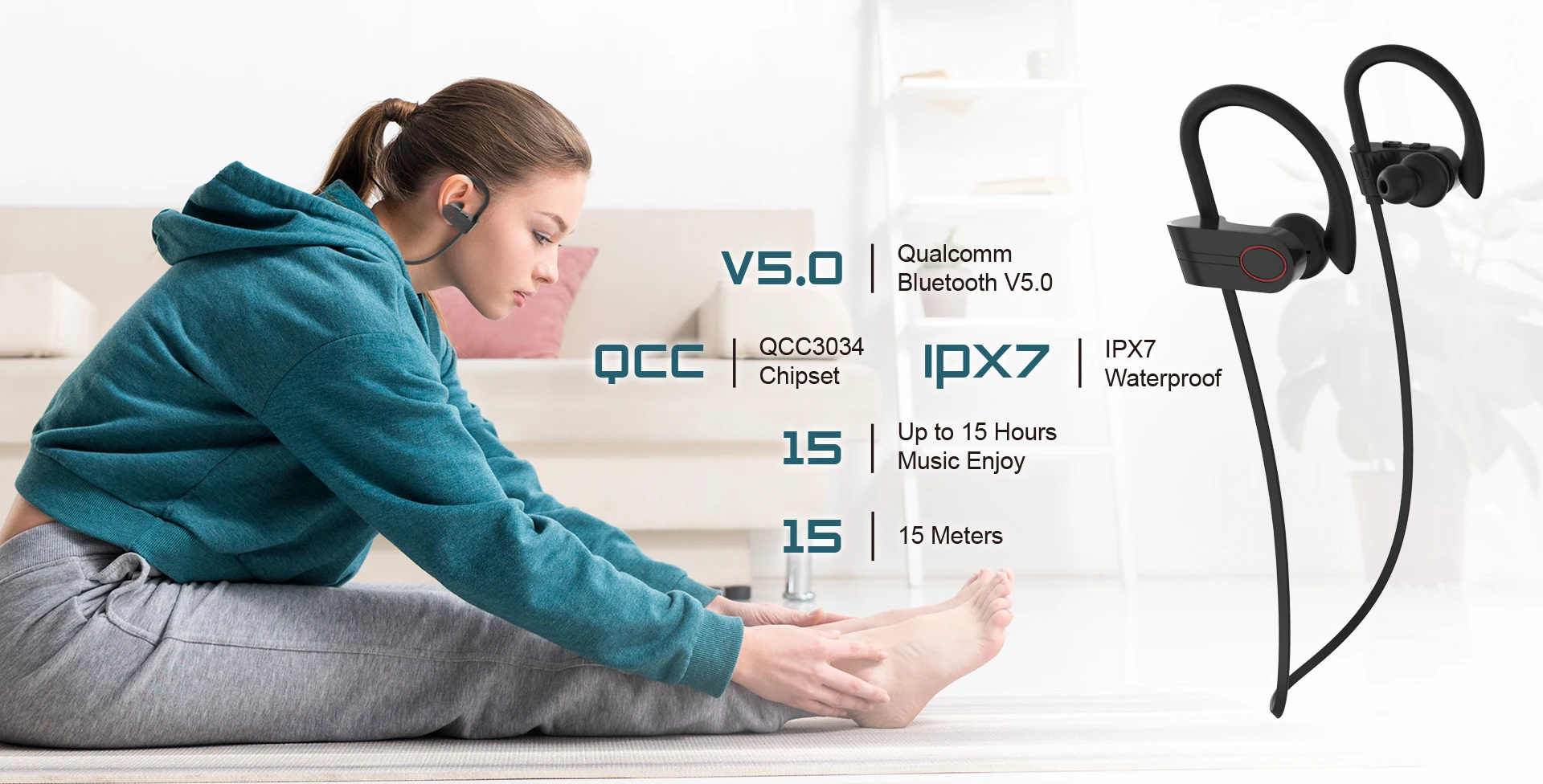 Factory OEM Stereo Wireless Headphones Bluetooth 5.0 Earbuds Sport Bluetooth Earphone RU18 - ANKUX.COM