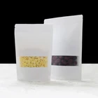 Stand Up Zipper Packaging PE Inside White Kraft Paper Pouch With Window/
