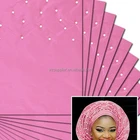 Baby Pink African Nigerian Regular Aso Oke Gele Headtie with Beaded for Women On Sale