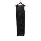 Best Selling Women Black Round Neck Sleeveless a high low hem Side slits Long Knitted Dresses