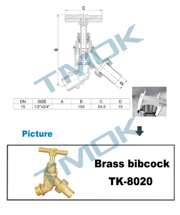 TMOK New 1/2" Brass Bib Tap Outside Garden Water Butt Hose bibcock