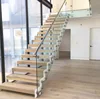 American indoor stainless steel oak tread zig zag stair design manufacture