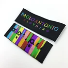 custom fashion high quality cut label clothing multi-color woven label