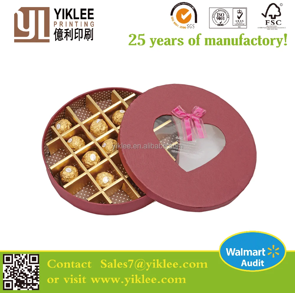 custom wholesale chocolate candy packaging clear window paper