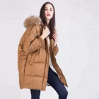 Women Parka Winter Fur Jacket Stretch Long Hooded Down Coat